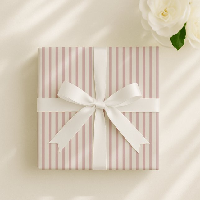 Baby shower pastel pink /Off-white striped   Wrapping Paper (Creator Uploaded)