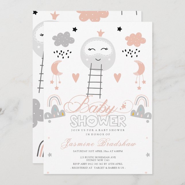 Baby Shower Pathway to the Moon Invitation (Front/Back)