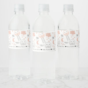 Baby Shower Pathway to the Moon Personalised Water Bottle Label