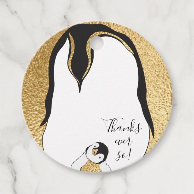 Baby Shower Penguin Favour Tags (Front)