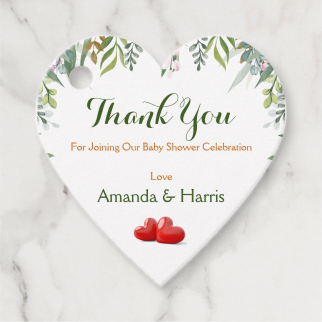 Baby Shower Personalise Design Favour Tags (Front)