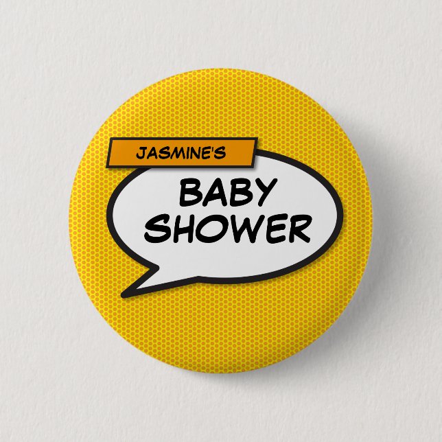 Baby Shower Personalised Funny Modern 6 Cm Round Badge (Front)