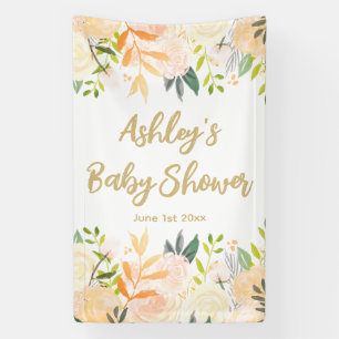 Baby Shower Photo Booth Backdrop Floral Prop Gold Banner
