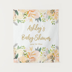 Baby Shower Photo Booth Backdrop Floral Prop Gold Tapestry