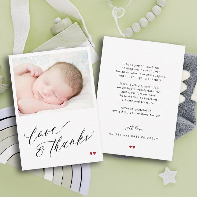 Baby shower photo love and thanks thank you card (Creator Uploaded)
