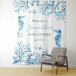 Baby Shower Photograph Background Sea Theme Tapestry