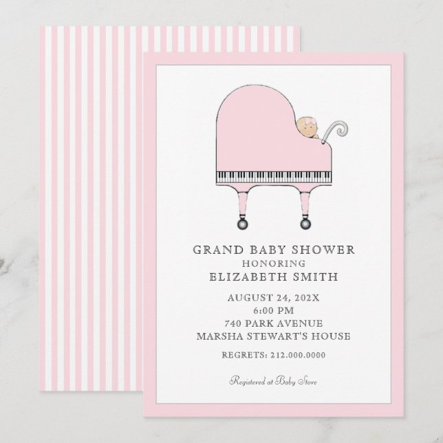 Baby Shower Piano Music Invitation (Front/Back)