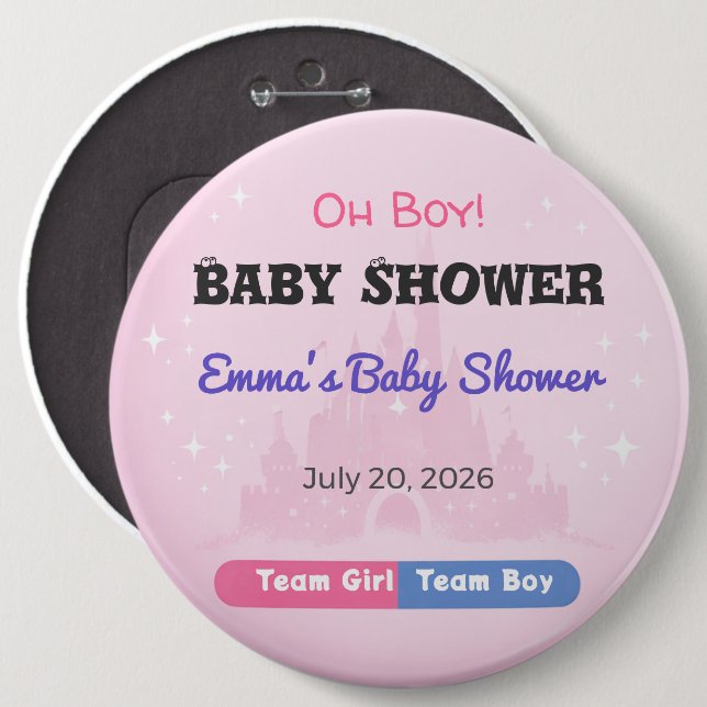 Baby Shower Pin | Team Girl | Team Boy | Favour (Front & Back)