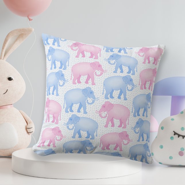 Baby Shower Pink and Blue Elephants Cushion (Creator Uploaded)