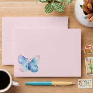 Baby Shower, pink and blue watercolor butterfly  Envelope
