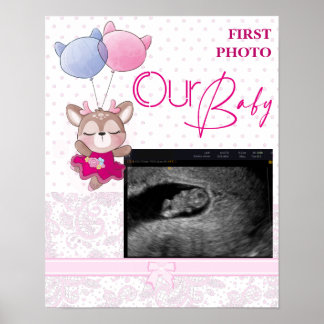 Baby Shower. Pink Baby Deer Poster