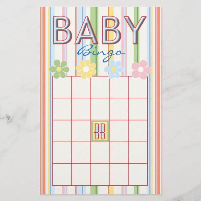 Baby Shower Pink BINGO "Picnic Floral" Flyer (Front)