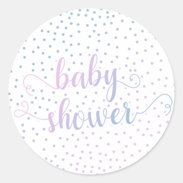 Baby Shower Pink Blue Confetti, Gender Neutral Classic Round Sticker (Front)