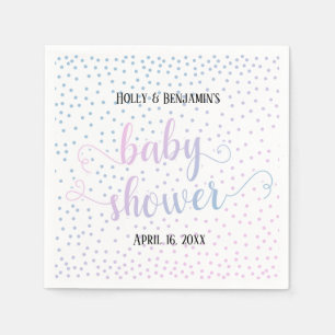 Baby Shower Pink Blue Confetti, Names & Date Napkin
