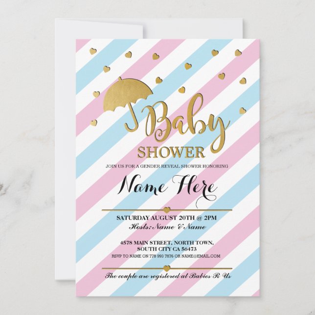 Baby Shower Pink Blue Gender Reveal Twins Invite (Front)