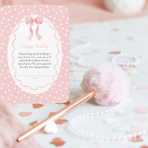 Baby Shower Pink Bow Dots Baby Girl Diaper Raffle
