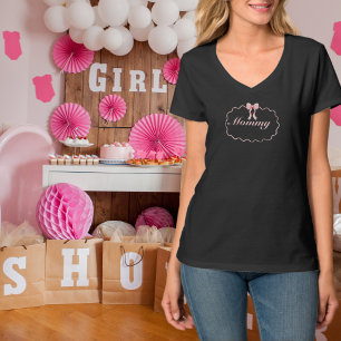 Baby Shower Pink Bow Girl Coquette Mummy Custom T-Shirt