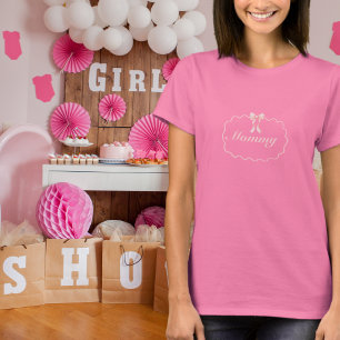 Baby Shower Pink Bow Girl Coquette Mummy Custom T-Shirt