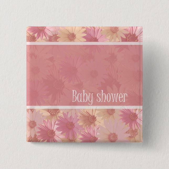 baby shower pink daisy button (Front)