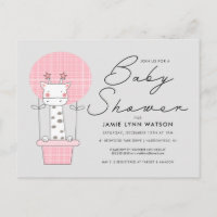 BABY SHOWER | Pink Giraffe Balloon Postcard