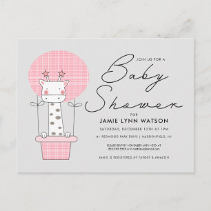 BABY SHOWER   Pink Giraffe Balloon Postcard