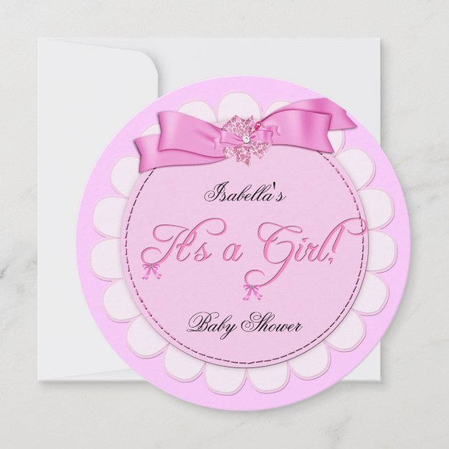 Baby Shower Pink Girl Cute Girl Invitation (Front)