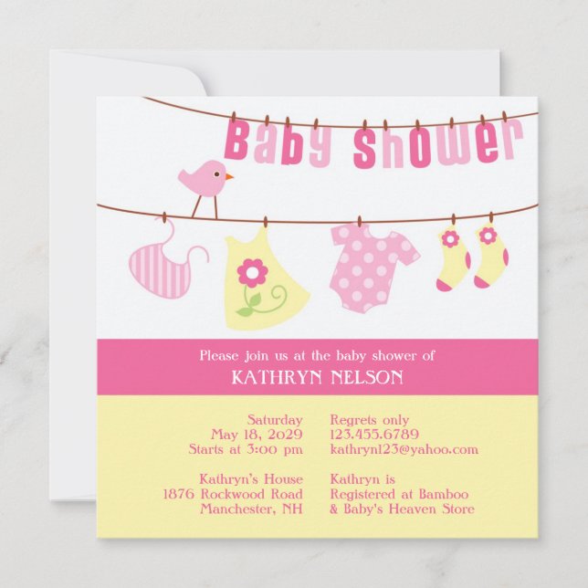Baby Shower Pink Girl Invitation (Front)