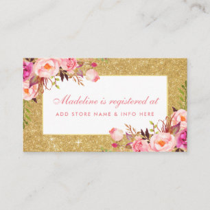 Baby Shower Pink Gold Glitter Registry Insert
