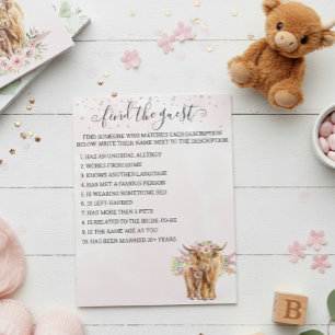 Baby Shower Pink Highland cow Game Find guest Notepad