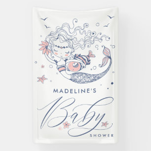 Baby Shower Pink Little Girl Mermaid Banner
