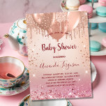 Baby Shower pink rose gold balloons girl Invitation<br><div class="desc">For a baby shower, celebrating a baby girl. A rose gold and pink gradient background. Decorated with rose gold, pink drips, paint dripping look and balloons. Personalise and add the name of the mum to-be and party details. The name and the text: Baby Shower are written with a hand lettered...</div>