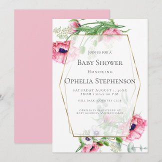 BABY SHOWER | Pink Watercolor Poppies Invitation