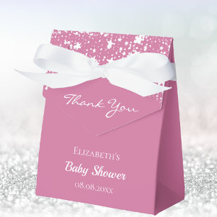 Baby Shower pink white stars girl thank you Favour Box