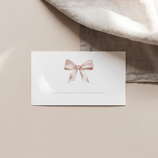 Baby shower place card with dusty pink bow