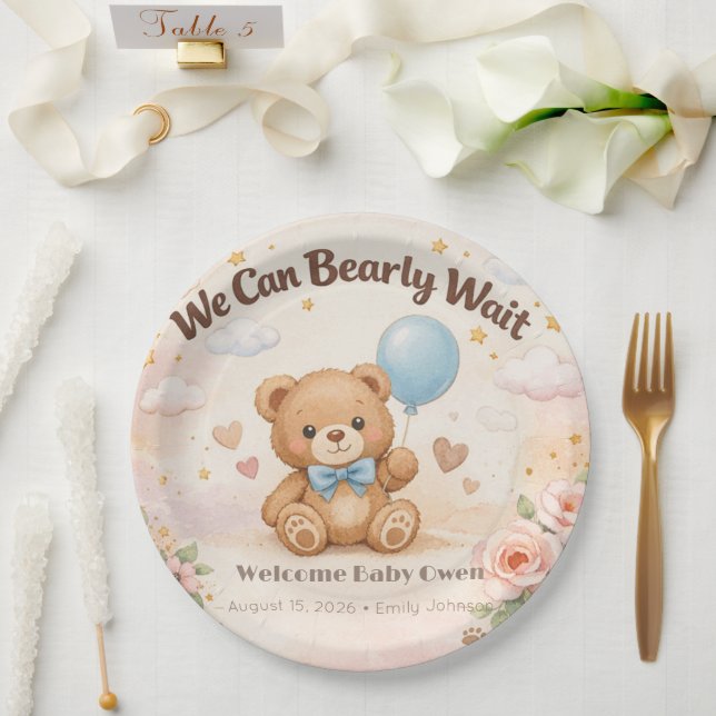 Baby Shower Plates | Bear Balloon Theme (Wedding)