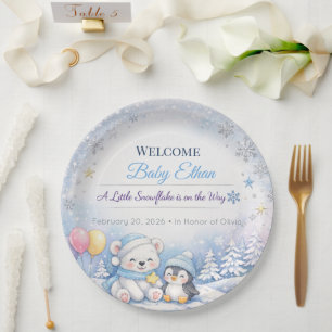 Baby Shower Plates   Snowflake Winter Theme