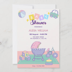 Baby shower Playful  pastel colour Invitation