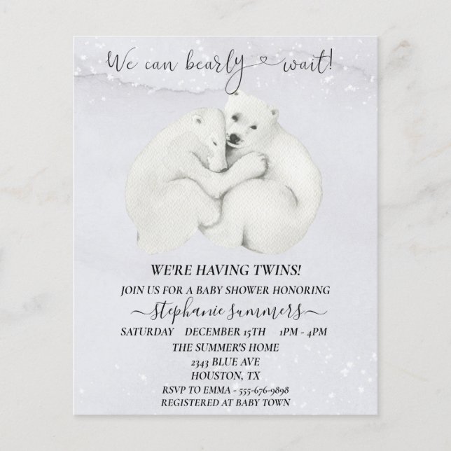 Baby Shower Polar Bear Cubs Winter Twins  (Front)