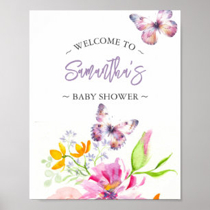 Baby Shower Posters Butterfly Welcome Sign