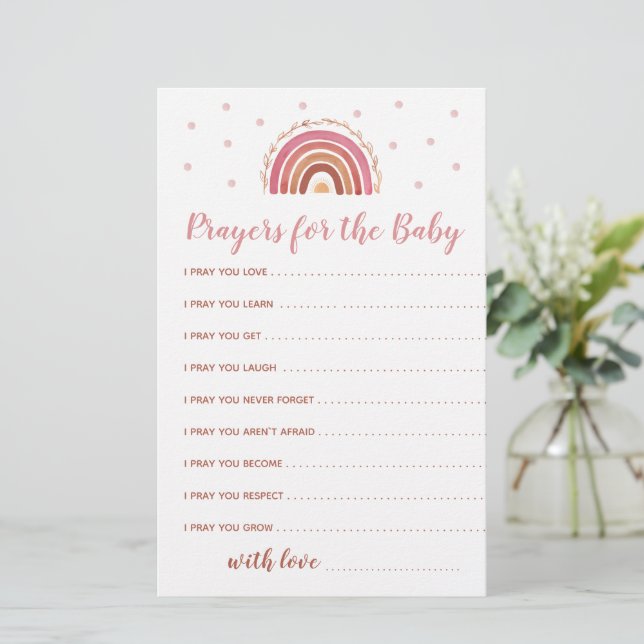 Baby Shower Prayers For The Baby Card Boho Rainbow (Standing Front)