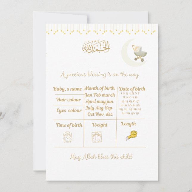 Baby Shower Prediction Card Game, (Front)
