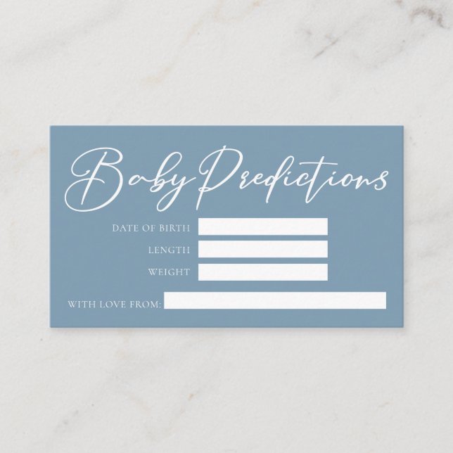 Baby Shower Predictions Advice Dusty Blue Enclosure Card (Front)