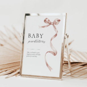 Baby shower predictions table sign with bow design