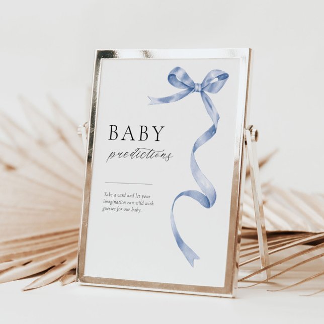 Baby shower predictions table sign with bow design (Creator Uploaded)