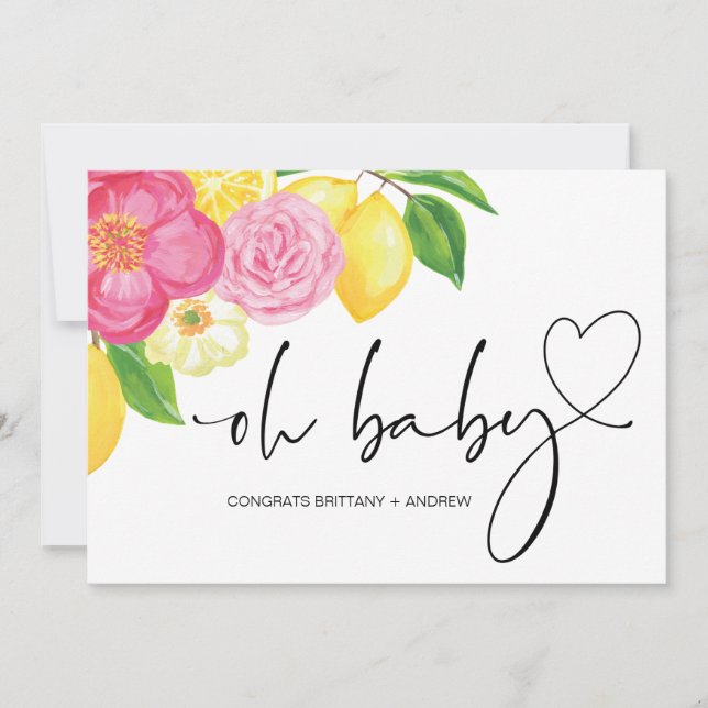 Baby Shower Pregnancy Congratulations Pink Floral Card (Front)