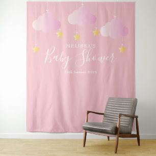 Baby Shower Pretty Pink Photo Booth Backdrop Tapestry