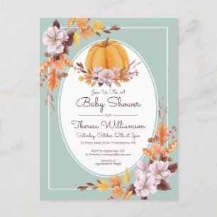 Baby Shower Pretty Watercolor Autumn Invitation Postcard