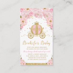 Baby Shower Princess Carriage Floral Bring a Book Enclosure Card
