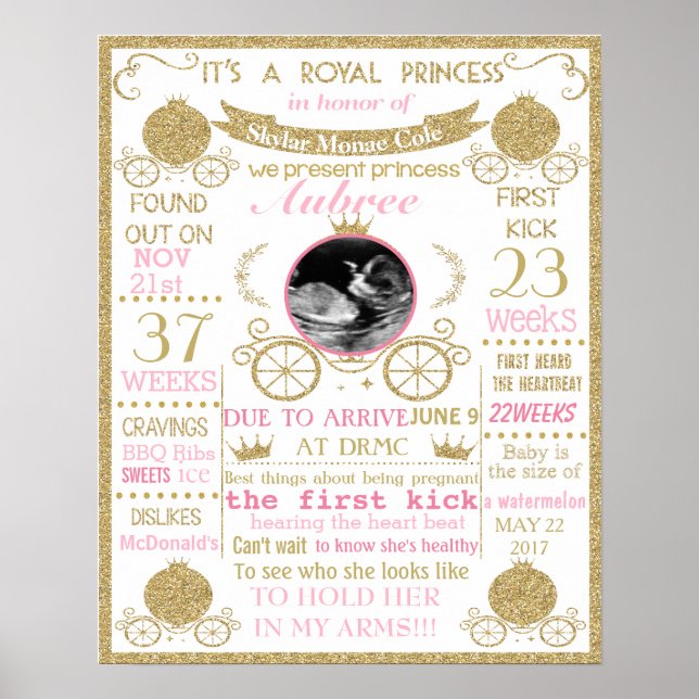 Baby Shower Princess girl poster sign banner (Front)