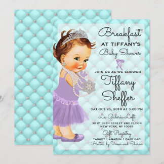 Baby Shower Princess Girl Turquoise Blue Lavender Invitation